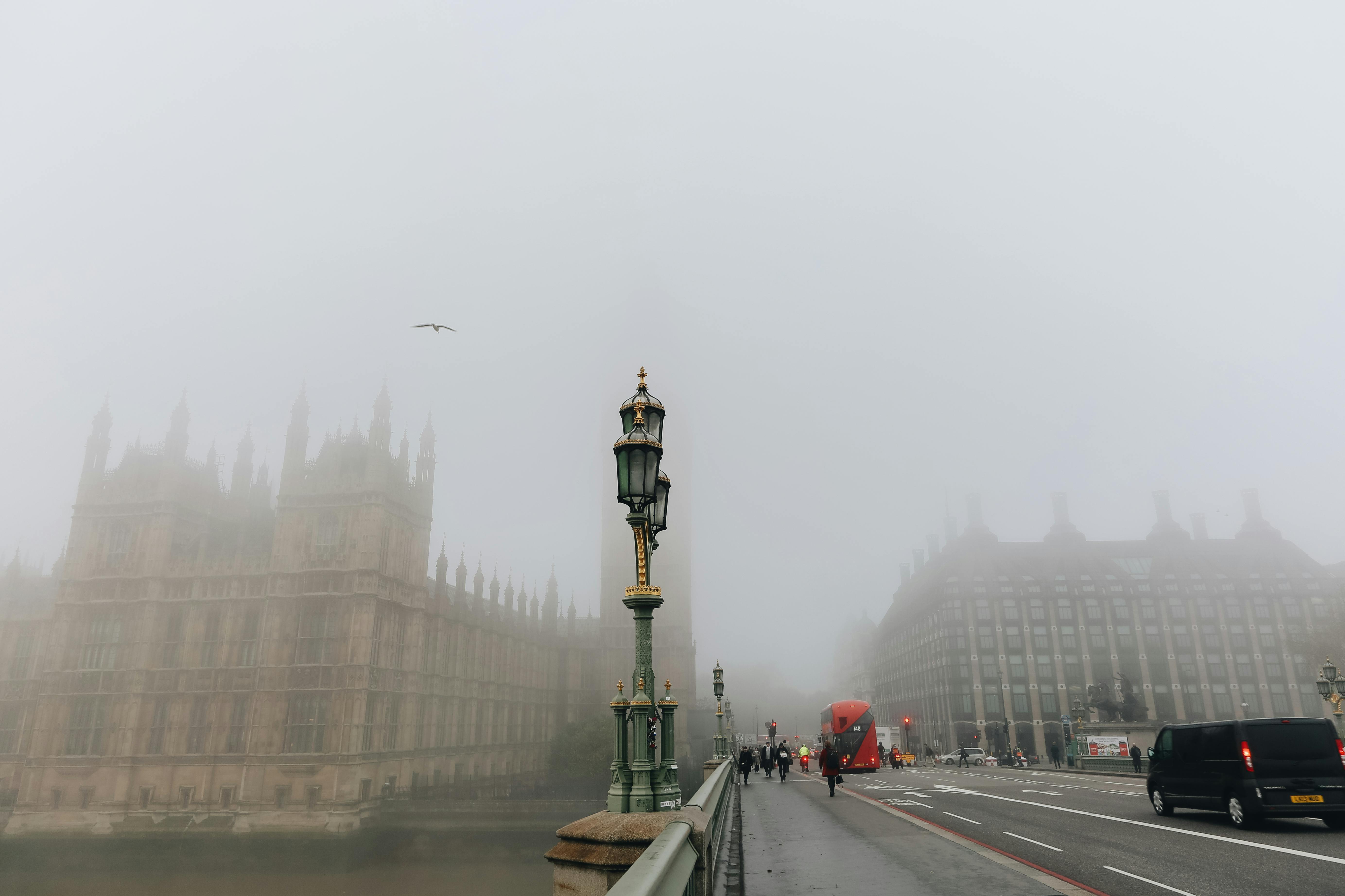 Houses of Parliament blanketed in fog in London